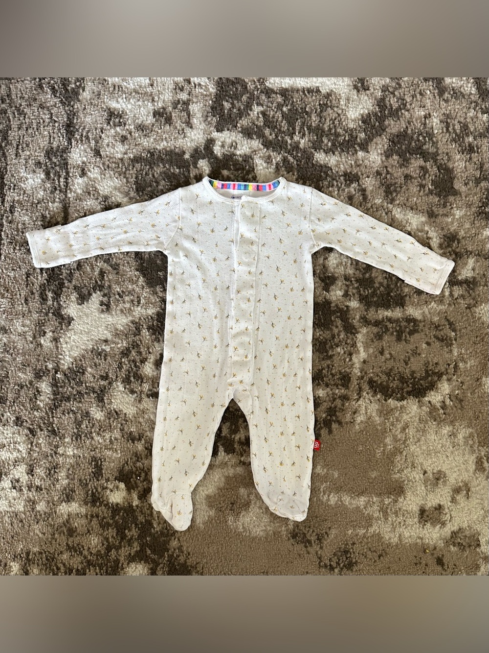 Magnetic Me Cream Footed One-Piece with Tiny Gold Print